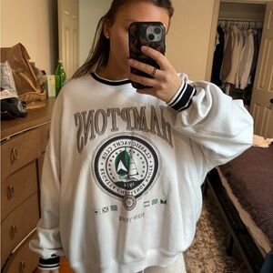 Garage White Sweatshirt with Black Trim